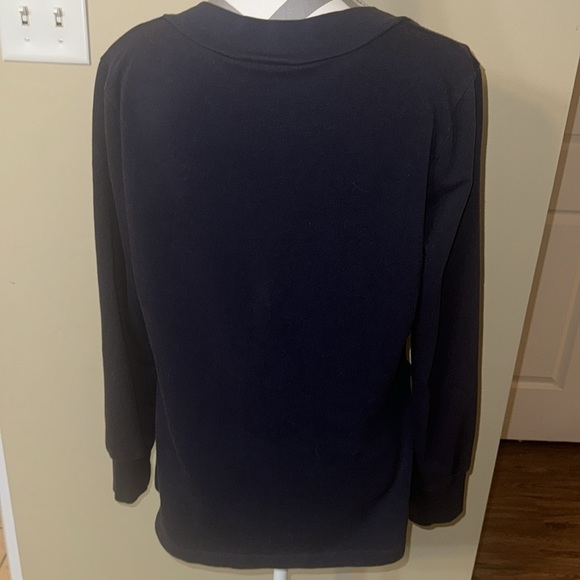 Navy Blue V-Neck Sweater with Front Pockets by Ann Taylor LOFT - Medium - Picture 6 of 8